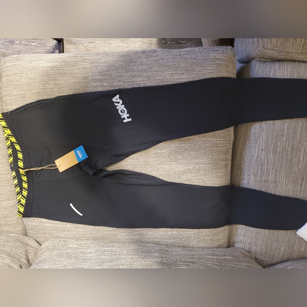 Hoka One Hupana Running Tights Men MEDIUM Black Form Fit Run Ironman Training